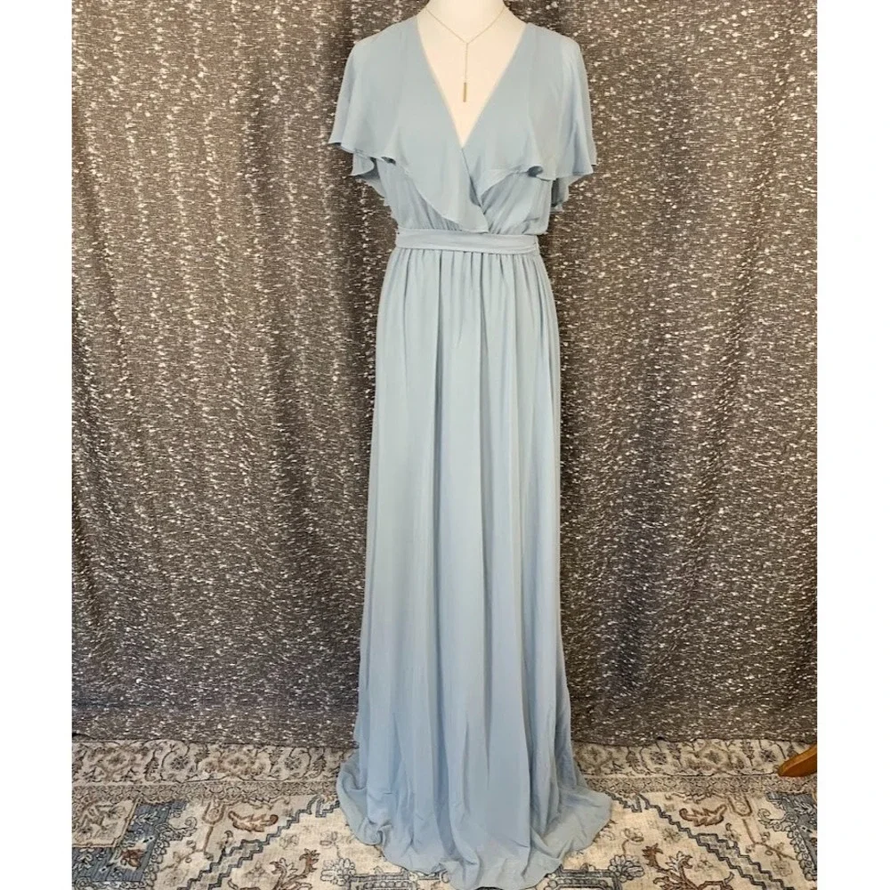 Show Me Your Mumu Blue Audrey Maxi Dress Wedding Bridesmaid Ruffled‎ Women's M